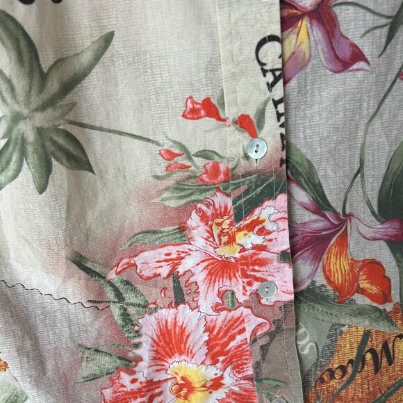 Caribbean Joe Women's Hawaiian Camp Shirt with Ruched Arms Size Large - Picture 4 of 5